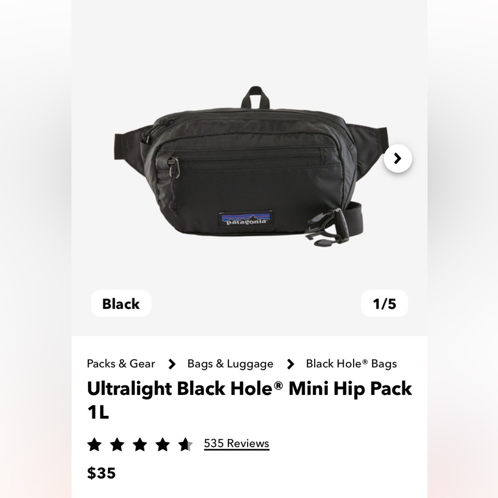Patagonia ultralight black hole mini hip pack